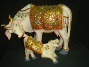 Marble Cow with Child