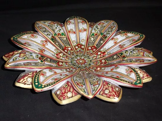 MARBLE LOTUS URLI WITH GOLD PAINTING WORK