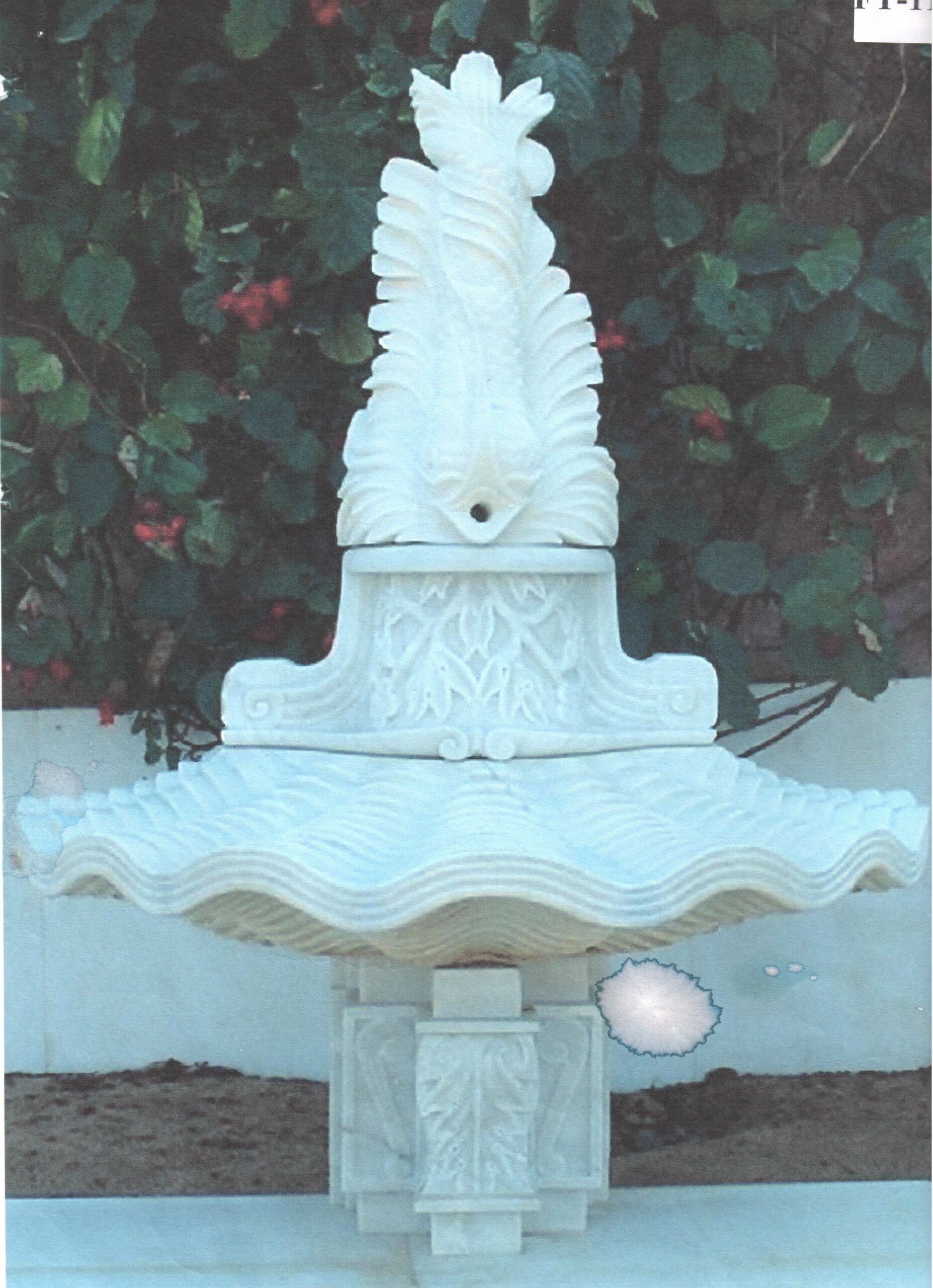 WHITE MARBLE FISH FOUNTAIN WITH CARVING