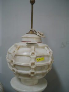 WHITE MARBLE LAMP WITH CARVING