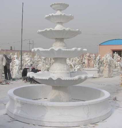 WHITE MARBLE FOUNTAIN WITH CARVING WORK