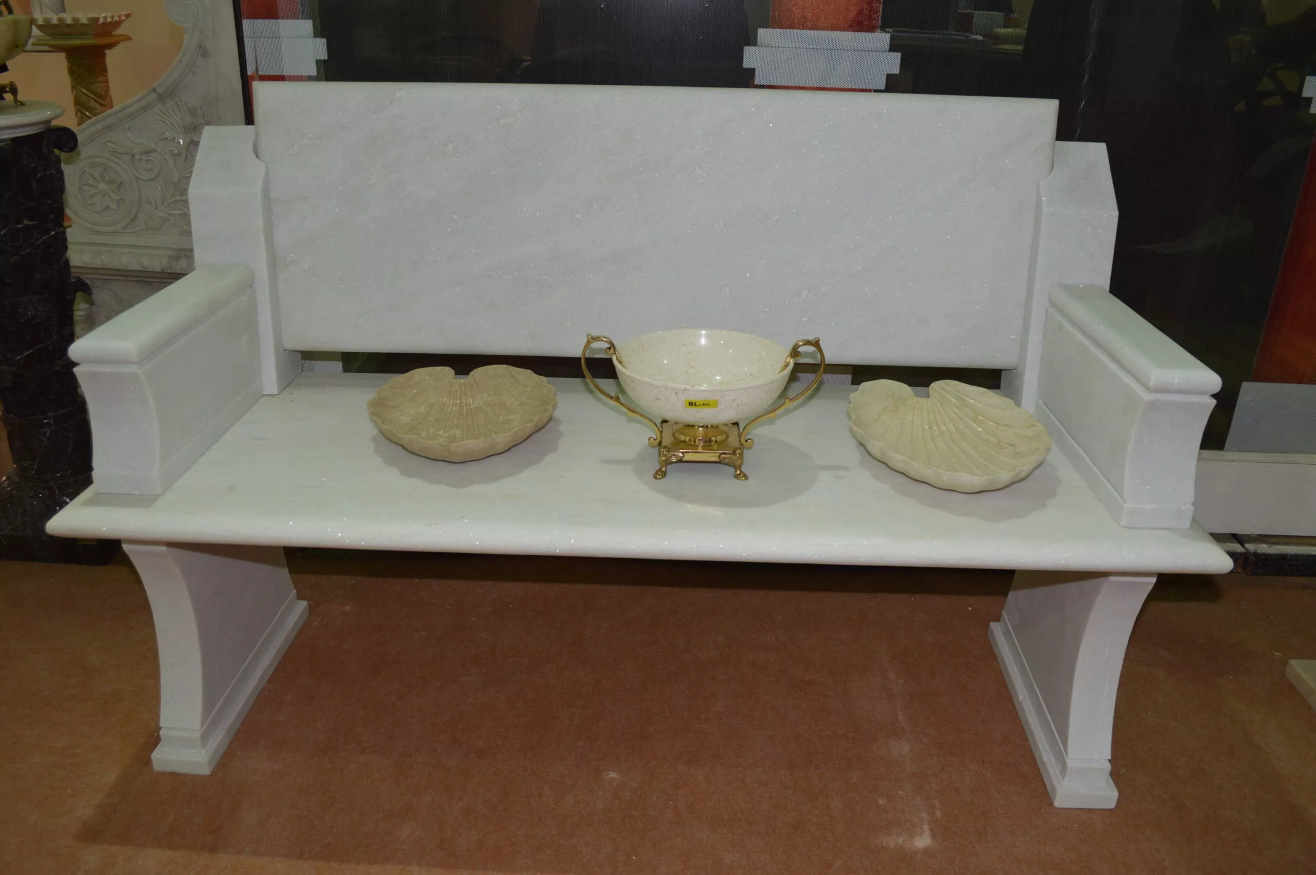 BENCH IN WHITE MARBLE