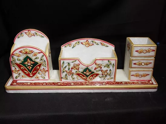 MARBLE PAN STAND WITH GOLD PAINTING WORK