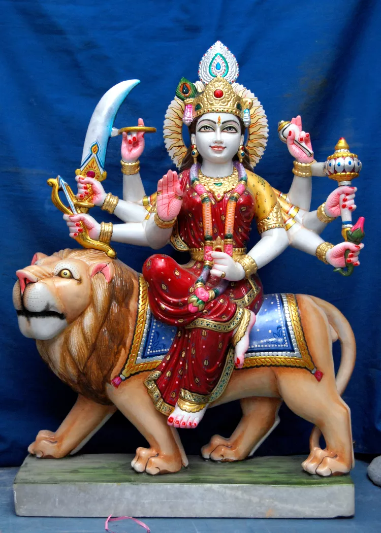 DURGA MATA JI WITH GOLD PAINTING WORK