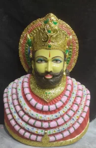 KHATU SHYAM JI IN 1ST QUALITY WHITE MARBLE WITH GOLD PAINTING WORK