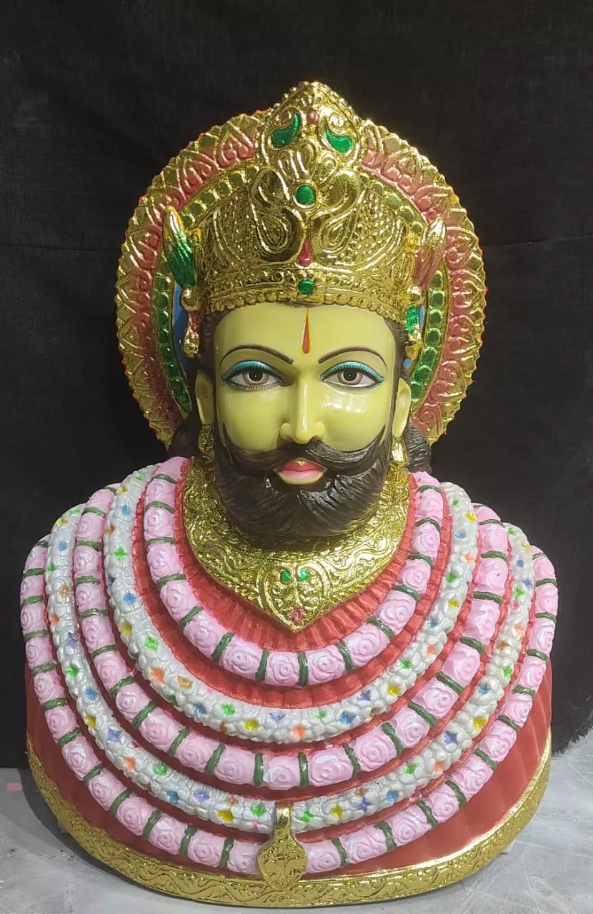 KHATU SHYAM JI IN 1ST QUALITY WHITE MARBLE WITH GOLD PAINTING WORK