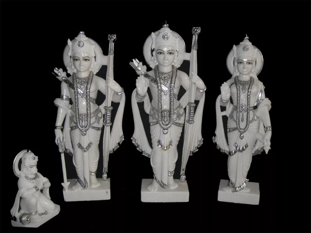 FIRST QUALITY WHITE RAM DARWAR WITH SILVER PAINTING