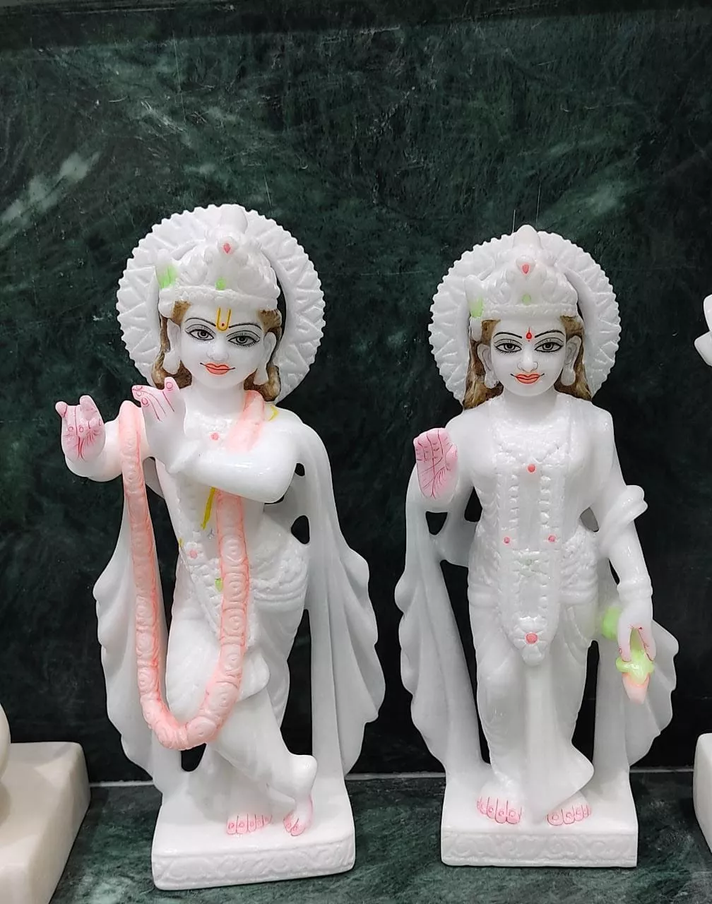 RADHA KRISHNA JI IN FIRST QUALITY WHITE MARBLE WITH PAINTING WORK