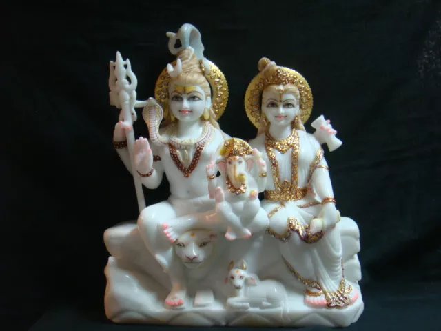 SHIV DARWAR IN FIRST QUALITY WHITE MARBLE WITH GOLD PAINTING WORK
