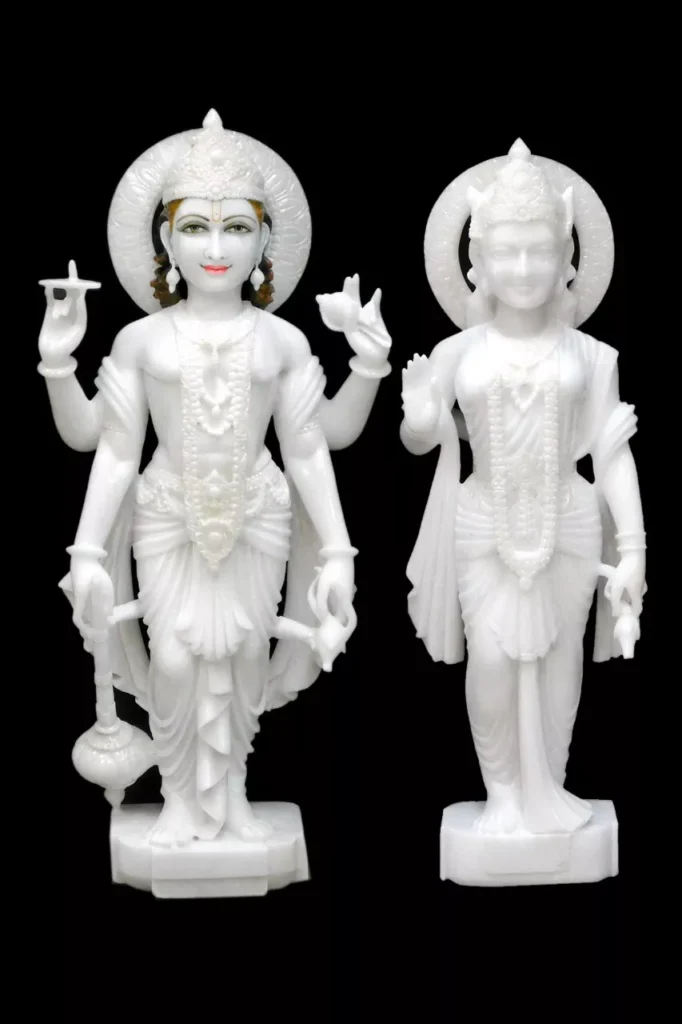 VISHNU LAXMI JI IN FIRST QUALITY WHITE MARBLE