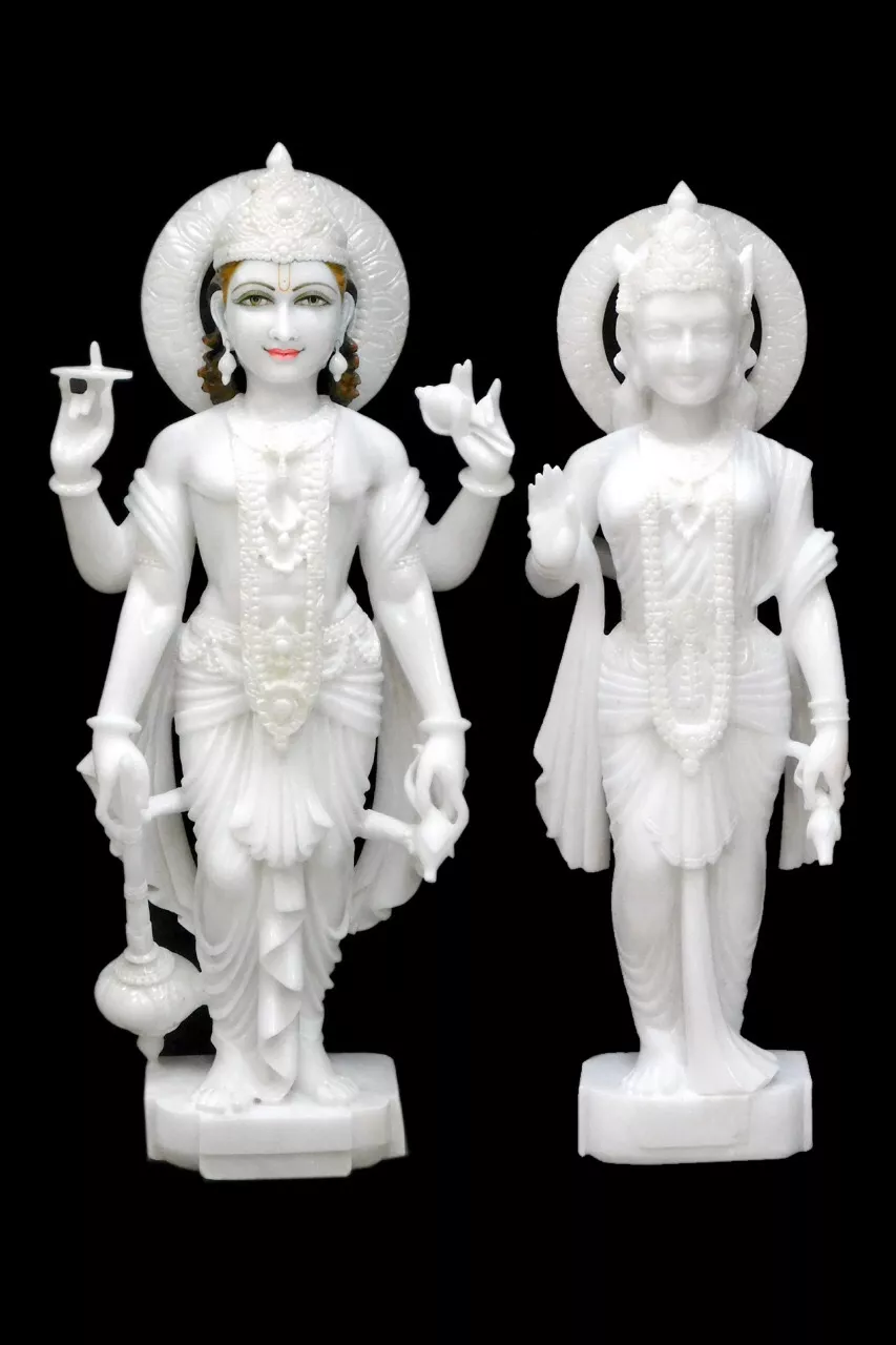 VISHNU LAXMI JI IN FIRST QUALITY WHITE MARBLE