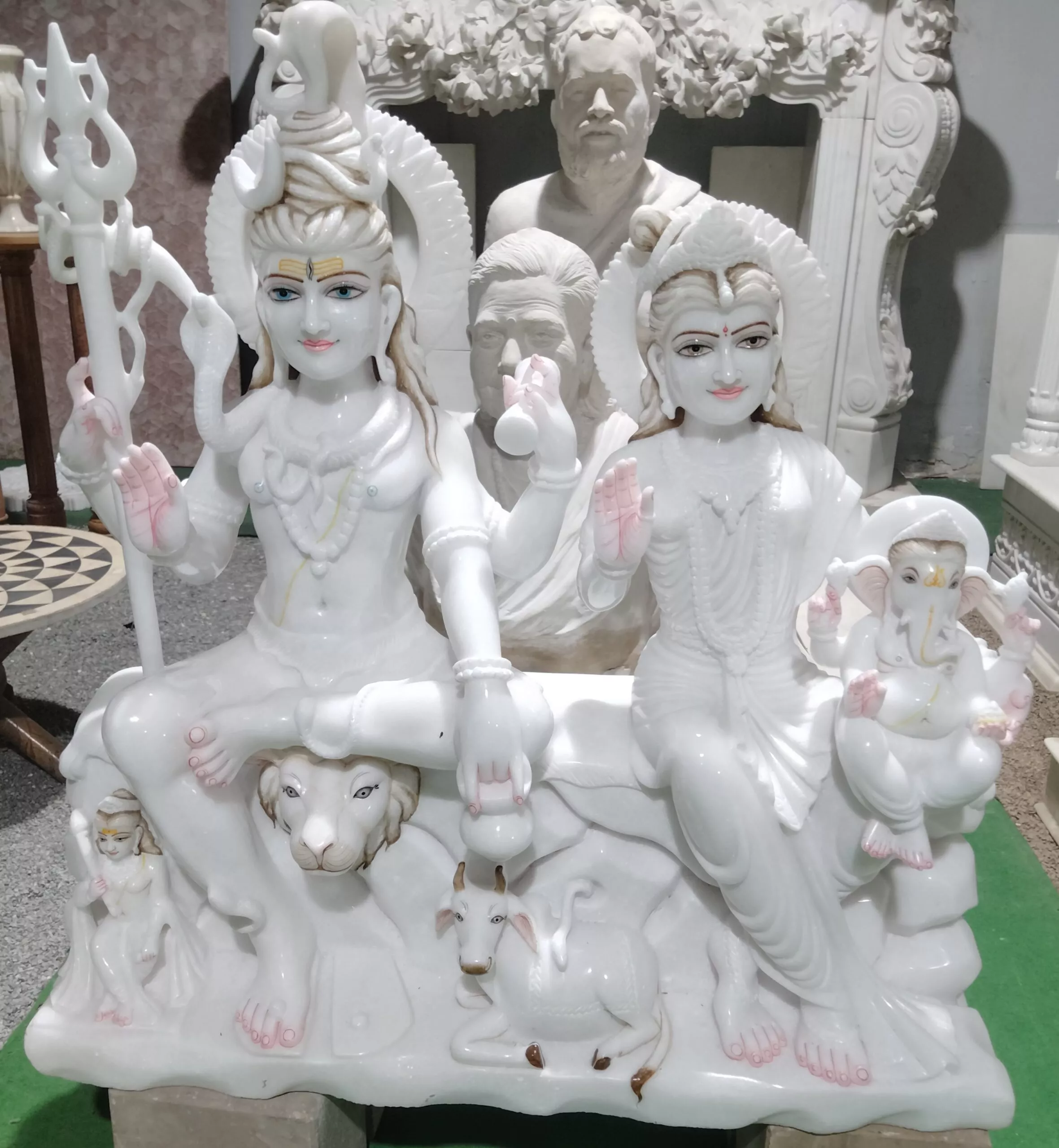 SHIV DARWAR IN FIRST QUALITY WHITE MARBLE WITH PAINTING WORK