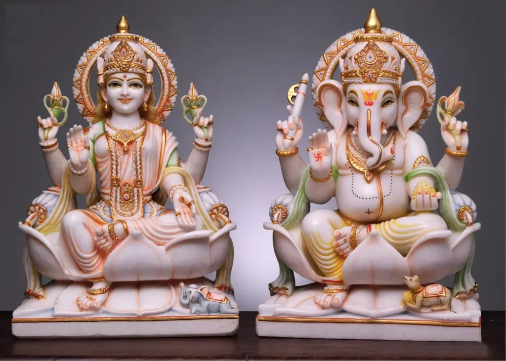 LAXMI GANESH JI WITH ANTIQUE PAINT WORK