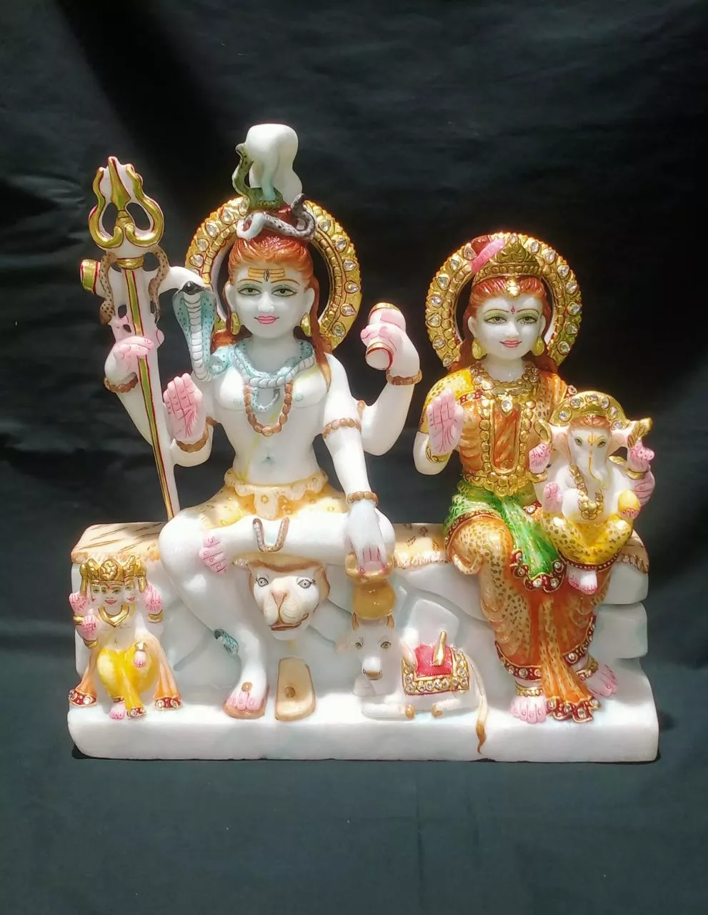 SHIV DARWAR IN FIRST QUALITY WHITE MARBLE WITH GOLD PAINTING WORK